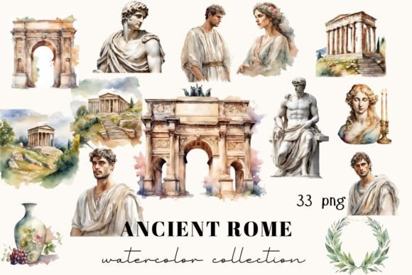 Ancient Rome Watercolor Clipart: A Designer’s Review for Branding and Marketing Use