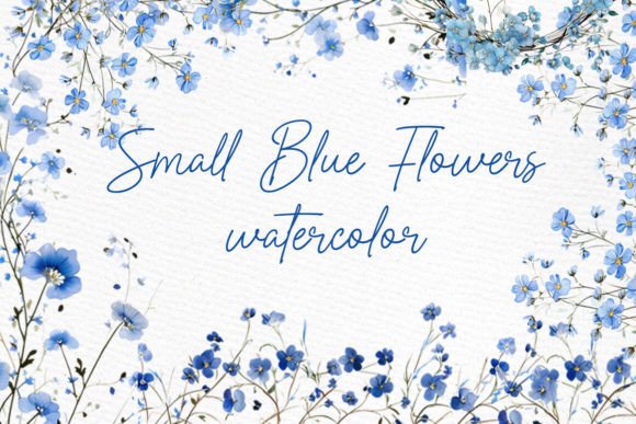 Blue Flowers Clipart Watercolor Flowers Review for Embroidery Use