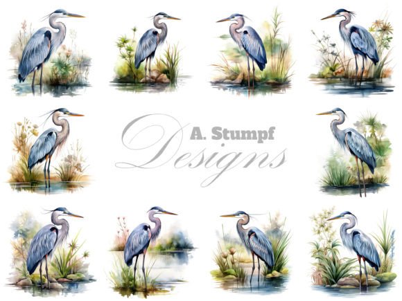 Blue Heron Watercolor Bird Clipart Set: A Designer’s Real-Use Review
