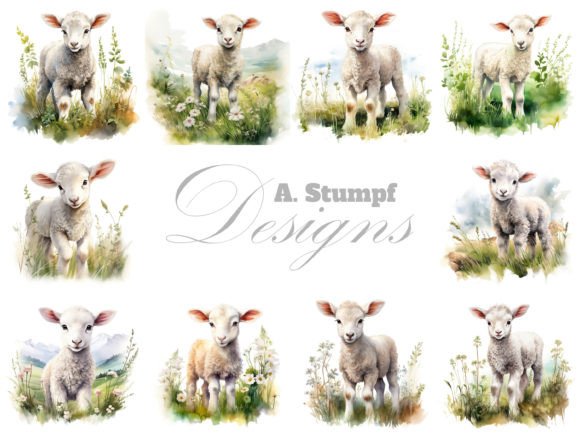 Charming Lamb Watercolor Farm Animal Clipart for Editorial & Web Design