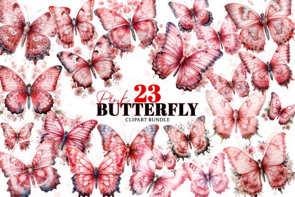 Coquette Pink Butterfly Watercolor PNG for Blog Illustrations