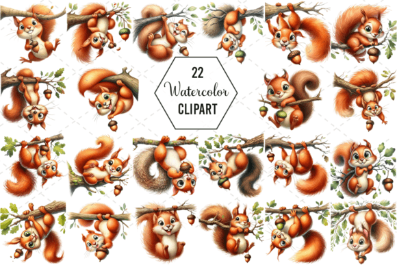Cute & Versatile Silly Squirrel Watercolor Clipart for Crafters & Etsy Sellers