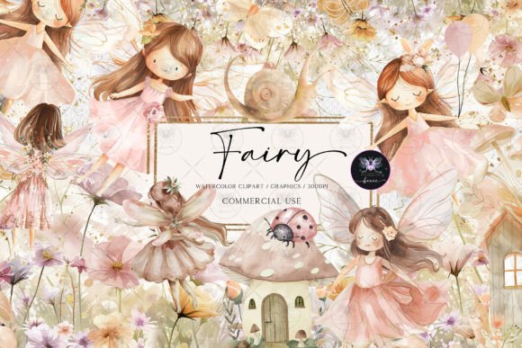 Fairy Princess Watercolor Clipart for Branding & Illustrations