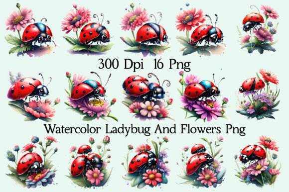 h1Watercolor Ladybug and Flowers Illustrations for Modern Branding/h1
