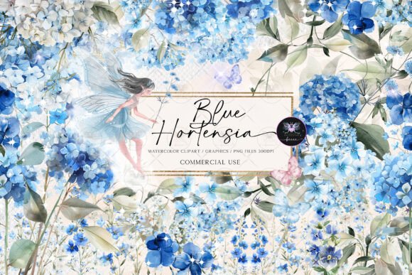 Hortensia Watercolor Clipart: Elegant Illustrations for Modern Branding