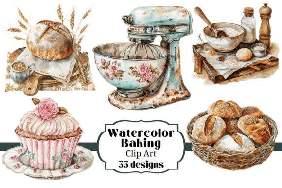 Watercolor Baking Illustrations for Small Business Branding