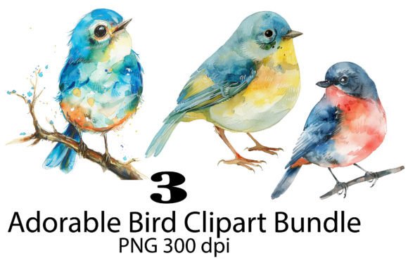 Watercolor Birds Clipart Bundle for Real Embroidery Work