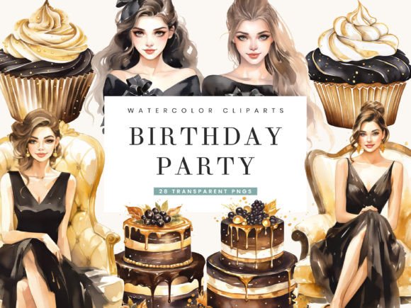 Watercolor Birthday Party Clipart Bundle Review