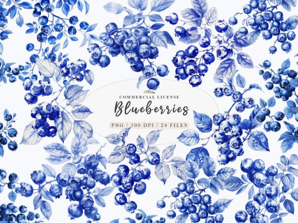 Watercolor Blueberry Clipart for Crafting: A Berry Sweet Addition to Your Design Toolkit