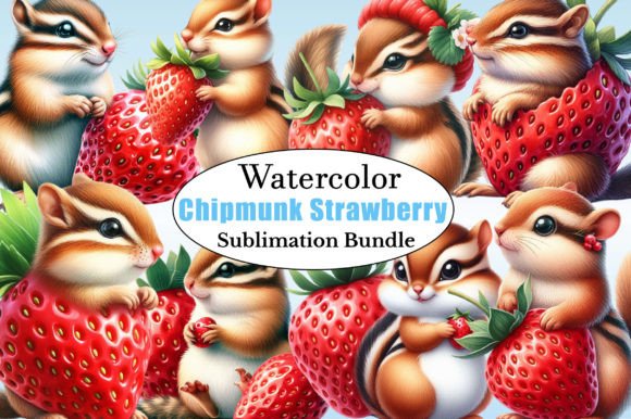 Watercolor Chipmunk Strawberry Clipart: A Freebie Worth Considering for Branding and Design Projects
