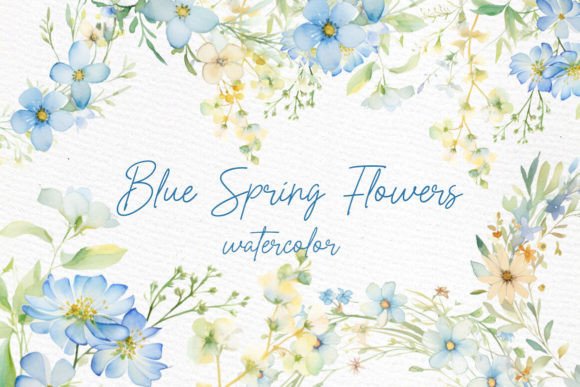 Watercolor Flowers Light Blue Flowers Illustrations for Real Design Projects
