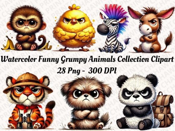 Watercolor Funny Grumpy Animals Clipart: A Designer’s Honest Take for Real Embroidery Use