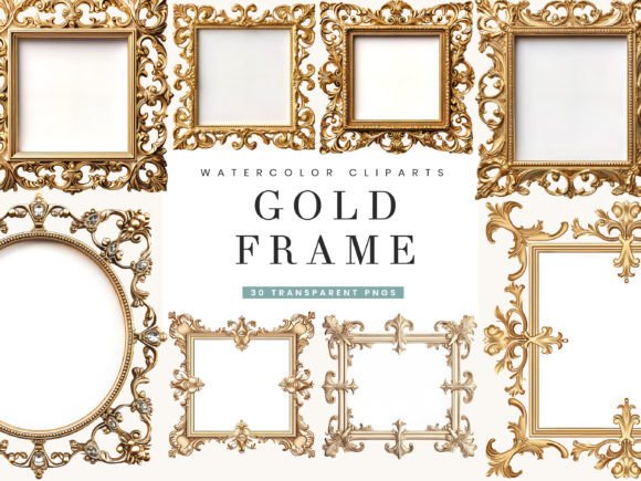 Watercolor Gold Frame Clipart Bundle Review for Real Embroidery Projects
