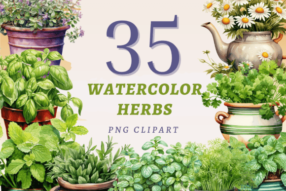 Watercolor Herbs PNG Bundle – A Natural Fit for Handmade Branding & Seasonal Crafts