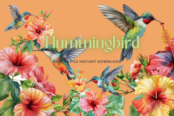 Watercolor Hummingbird Nursery Clipart: A Soft, Organic Illustration for Local Branding