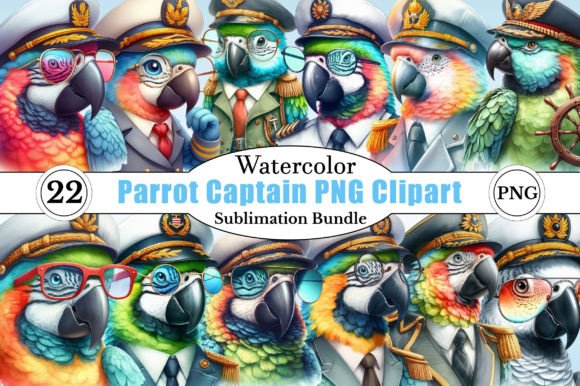 Watercolor Parrot Captain PNG Clipart – A Freebie Worth Testing for Digital Sellers