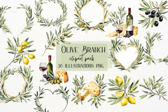 Watercolor Rustic Olive Branch Illustrations for Blog & Editorial Design