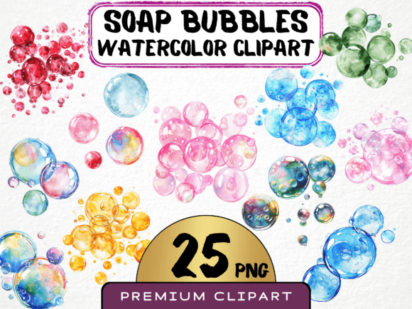 Watercolor Soap Bubbles Clipart 25 PNG: A Fresh Illustration for Lifestyle Branding