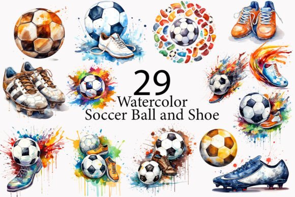 Watercolor Soccer Ball and Shoe Clipart: A Designer’s Take on Playful Brand Illustrations