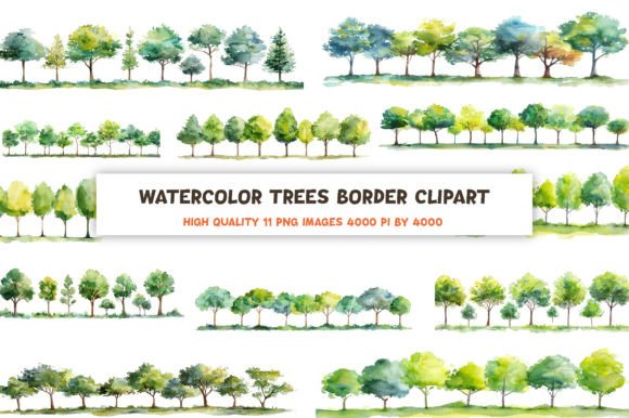 Watercolor Trees Border Clipart: A Designer’s Review for Real Business Branding